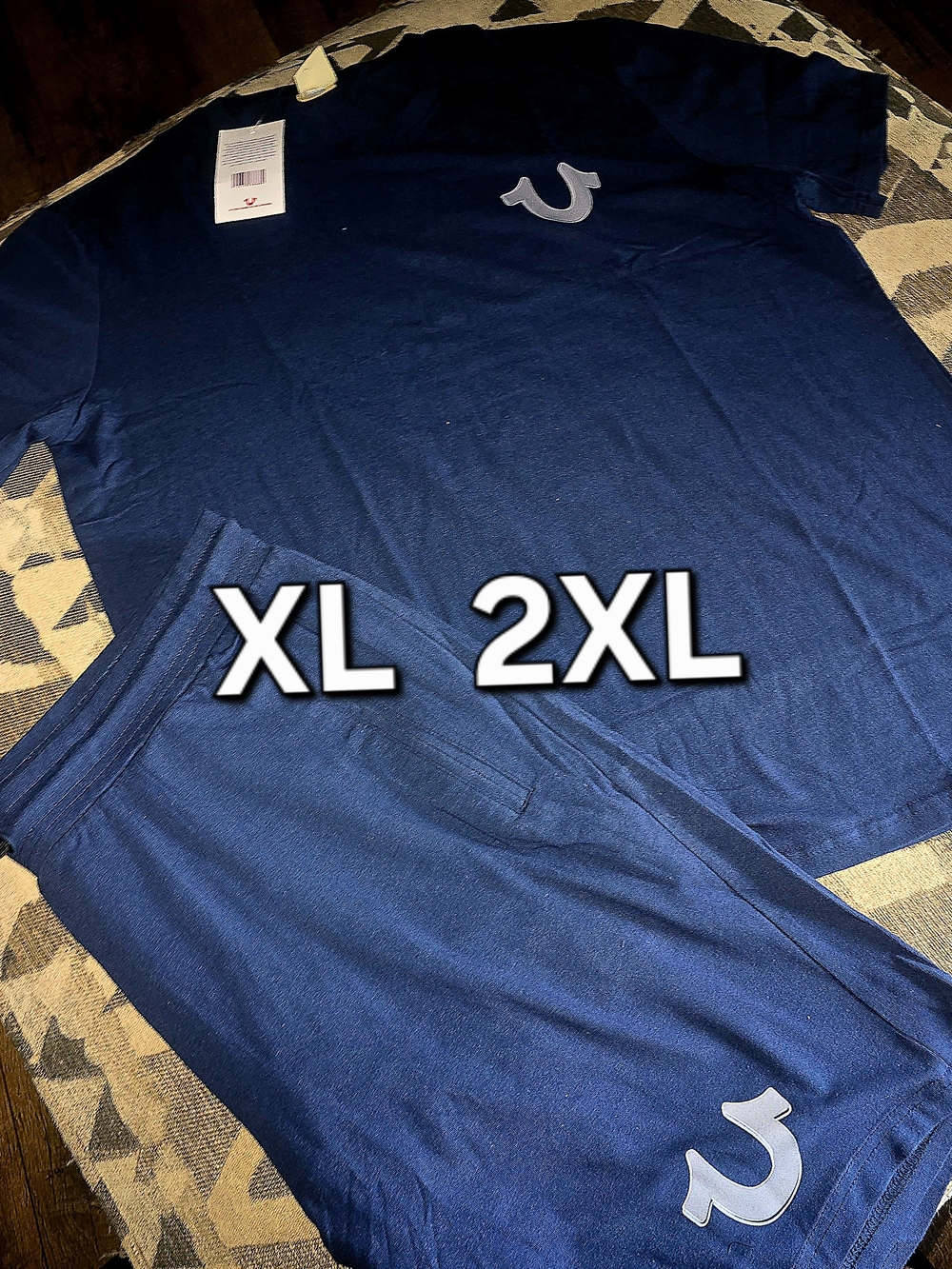 True Religion Navy Logo Tee and Shorts Set